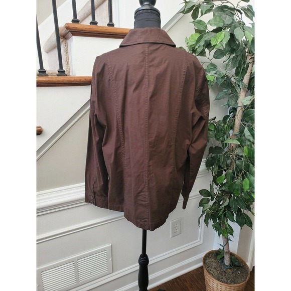 Liz Jordan Women's Brown Cotton Long Sleeve Collared Buttons Long Coat - Picture 8 of 12